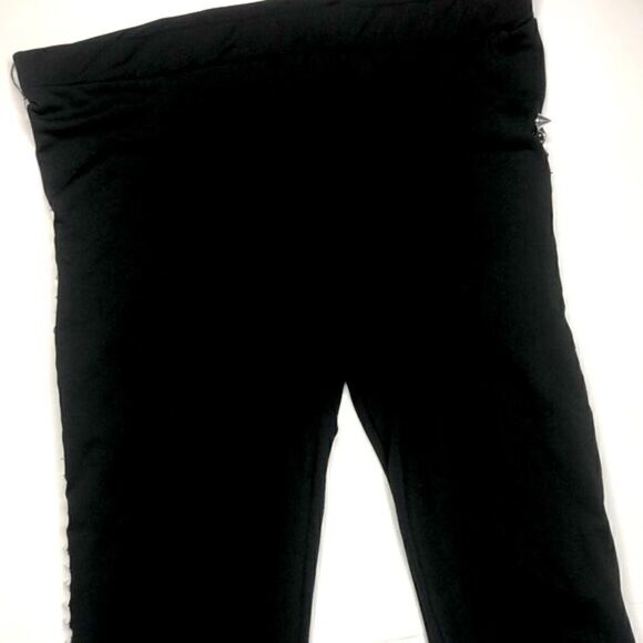 Silver Studded Black Leggings S/M Goth Clubwear Grunge Burlesque - Picture 3 of 11